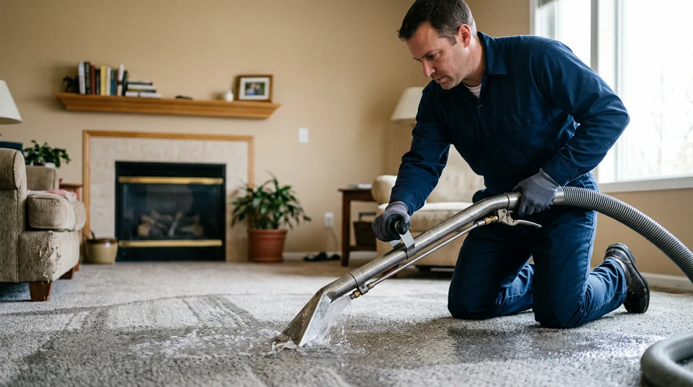 Water damage restoration technician working near Hollis, OK